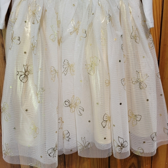 Elegant White and Gold Kids Dress - Picture 3 of 5
